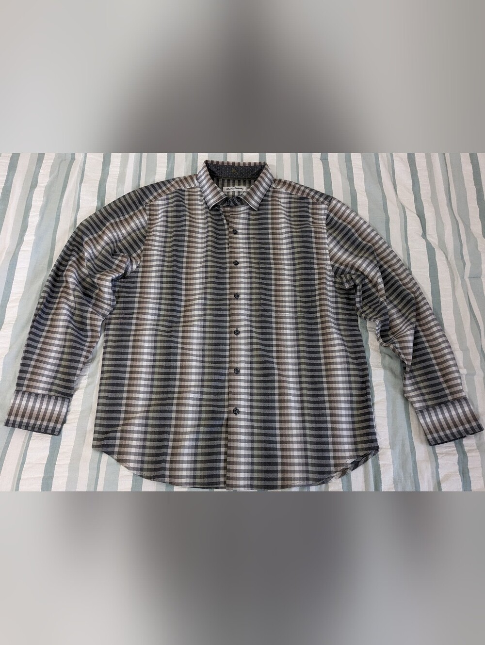 Men's Tommy Bahama Surf Springs Stripe Shirt Silk Blend Size Medium